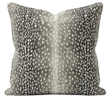 Antelope Pillow Cover in Charcoal showing front printed fabric and ivory linen backing