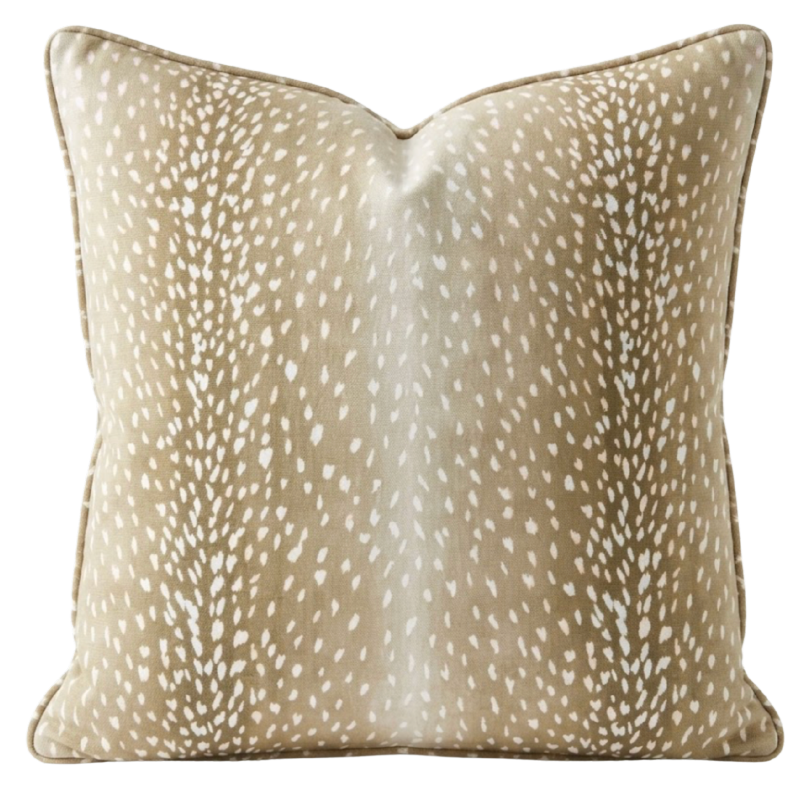 Antelope Pillow Cover in Fawn Brown showing antelope print front and ivory linen back