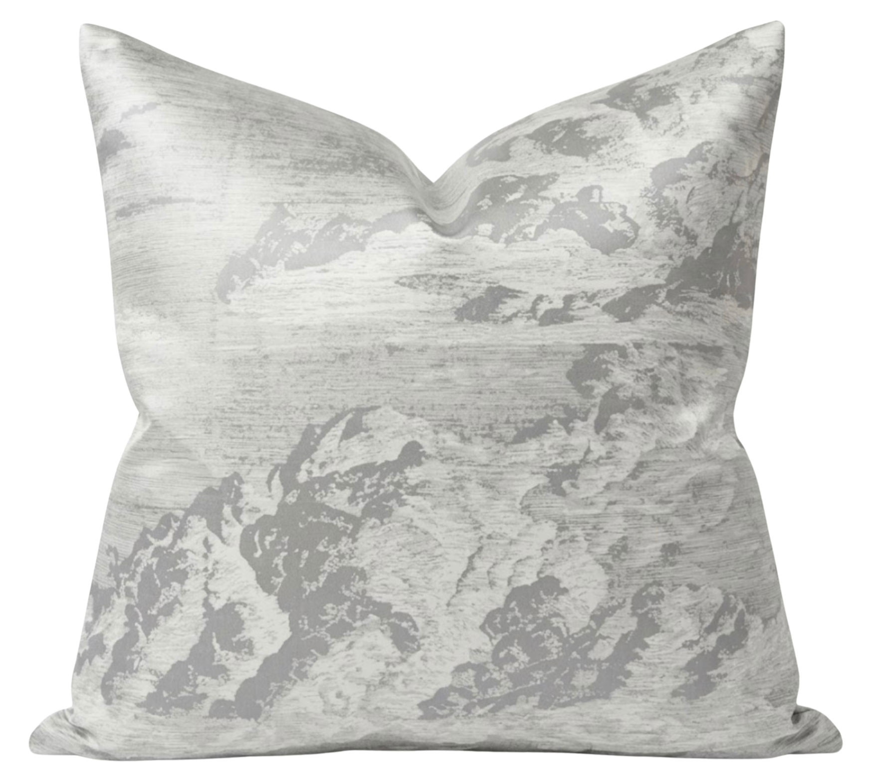 Cloud Toile Pillow Cover in Fog Grey featuring silk front fabric and lined back