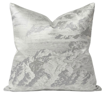 Cloud Toile Pillow Cover in Fog Grey featuring silk front fabric and lined back