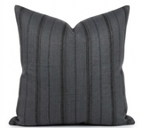 Malabar Pillow Cover in Slate Grey showing printed front and ivory linen back fabrics