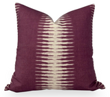 Ikat Pillow Cover in Pasha showing front Ikat print with tan linen back