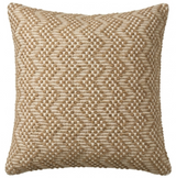 Audley Woven Pillow Cover in Sand showing woven front fabric and ivory linen back