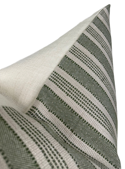 Amida Pillow Cover in Green on Natural, Peter Dunham Textiles