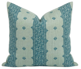 Fez Pillow Cover in Teal Blue with intricate pattern by Peter Dunham Textiles