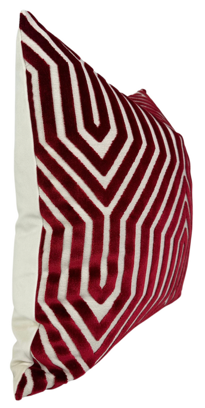 Vanderbilt Velvet Pillow Cover in Garnet Red, Schumacher Textiles by DEKOWE