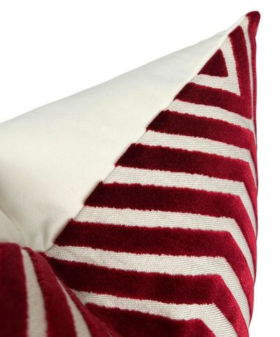 Vanderbilt Velvet Pillow Cover in Garnet Red, Schumacher Textiles by DEKOWE