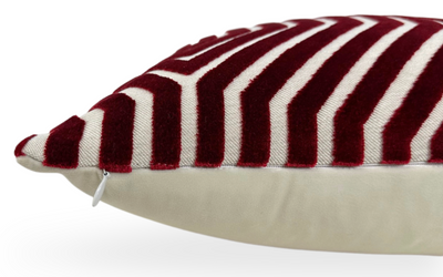 Vanderbilt Velvet Pillow Cover in Garnet Red, Schumacher Textiles by DEKOWE
