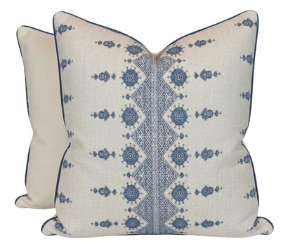 Carmania Pillow Cover in Indigo on Natural, Peter Dunham Textiles