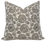 Freedia Pillow Cover in Sepia featuring patterned front and ivory linen backing