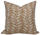 Folio Pillow Cover in ochre with patterned front and ivory linen back