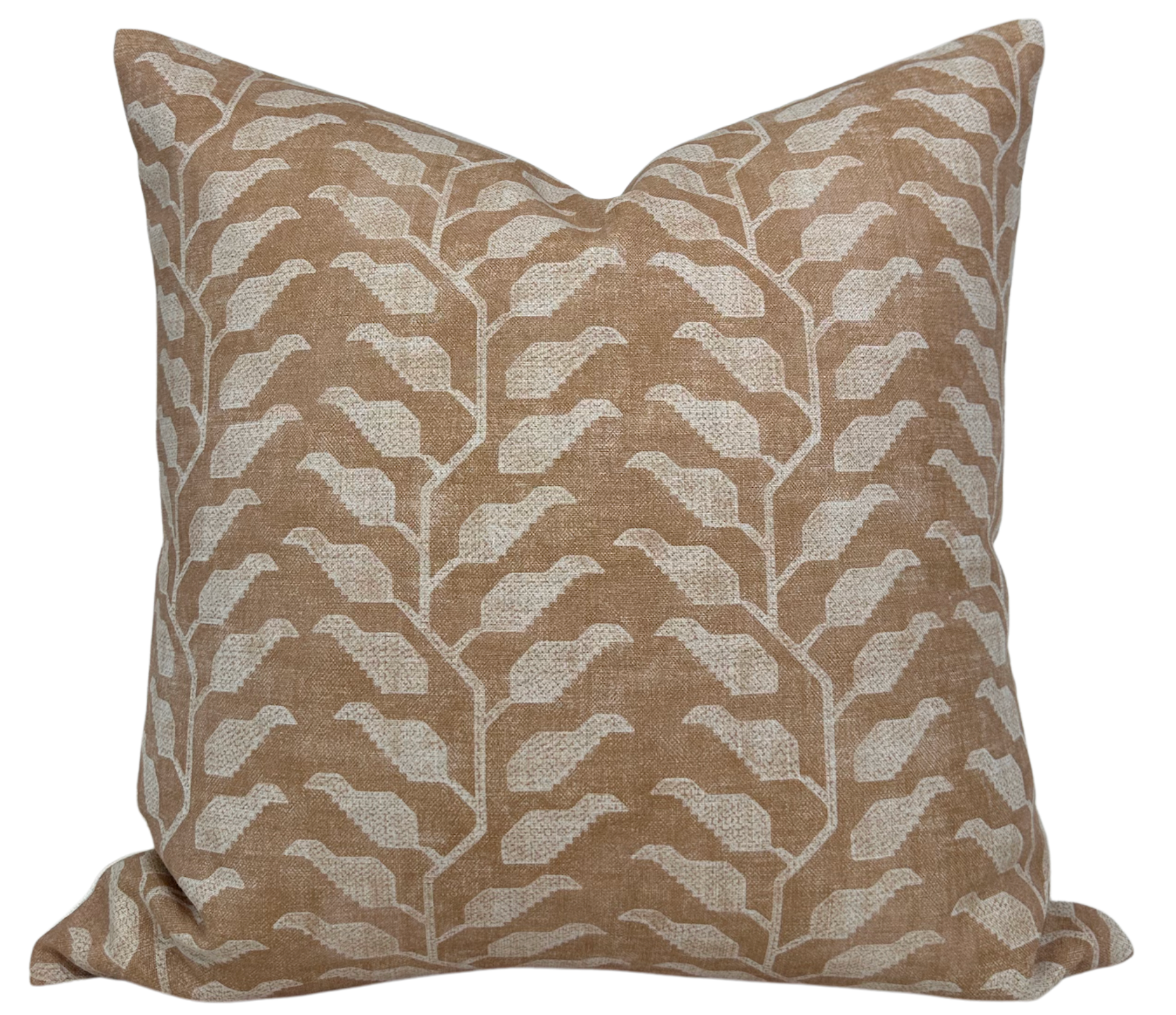 Folio Pillow Cover in ochre with patterned front and ivory linen back
