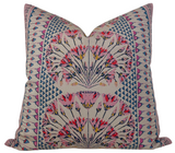 Cairo Pillow Cover in Pink and Coral showing coral pink abstract print on linen fabric