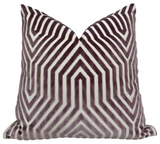Vanderbilt Velvet Pillow Cover in Lilac, showing plush lilac velvet front and ivory back fabric options