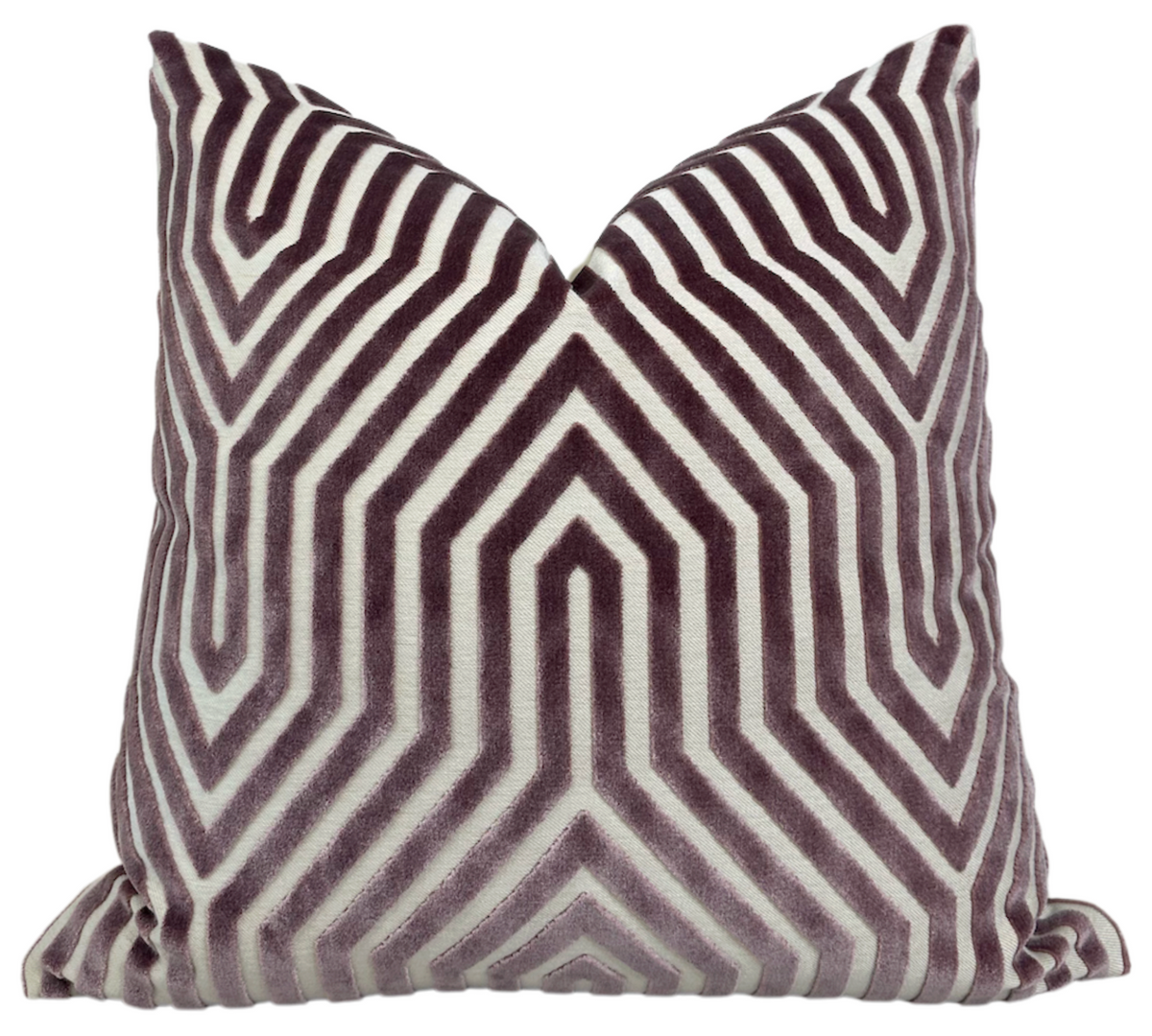 Vanderbilt Velvet Pillow Cover in Lilac, showing plush lilac velvet front and ivory back fabric options
