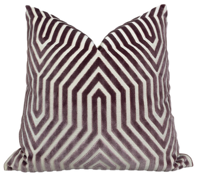 Vanderbilt Velvet Pillow Cover in Lilac, showing plush lilac velvet front and ivory back fabric options