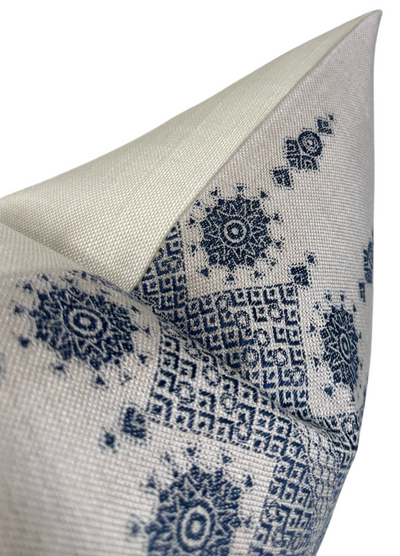 Carmania Pillow Cover in Indigo on Natural, Peter Dunham Textiles