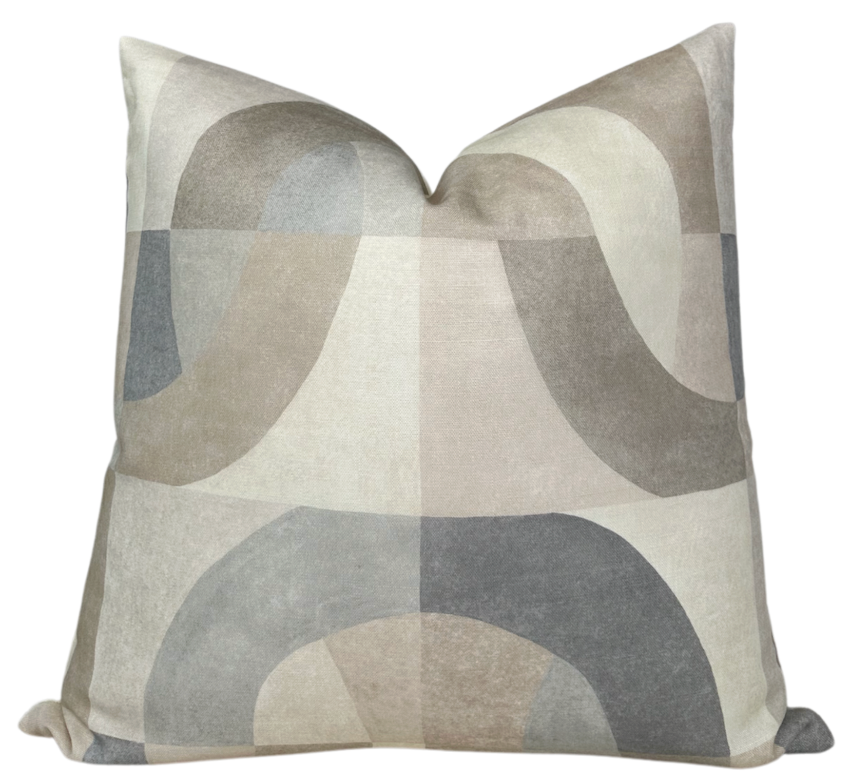 Colonnade Pillow Cover with printed front design in parchment and ivory linen backing