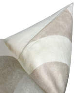 Corner of a Colonnade Pillow Cover in parchment tones with overlapping curved shapes in cream and beige on textured fabric