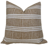 Dash Dot Pillow Cover in Rattan with woven fabric front and ivory linen back