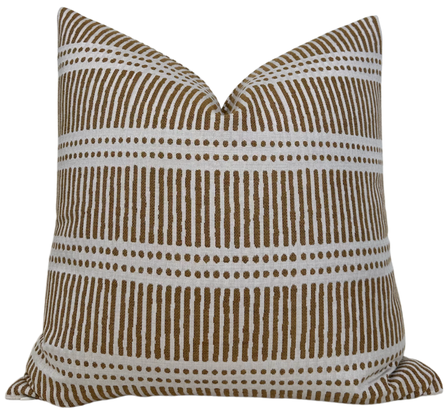 Dash Dot Pillow Cover in Rattan with woven fabric front and ivory linen back