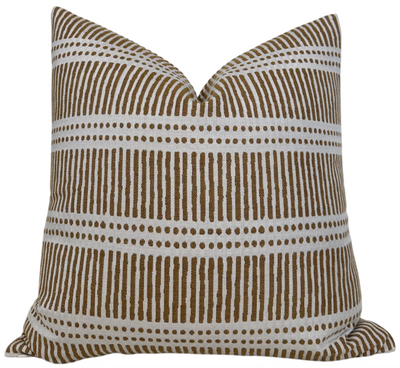 Dash Dot Pillow Cover in Rattan with woven fabric front and ivory linen back