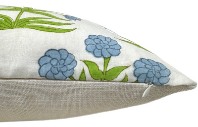 Mughal Pillow Cover in Sky Blue and Pistachio, Schumacher Textiles