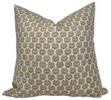 Lyon Pillow Cover in vibrant saffron linen on front, ivory linen on back