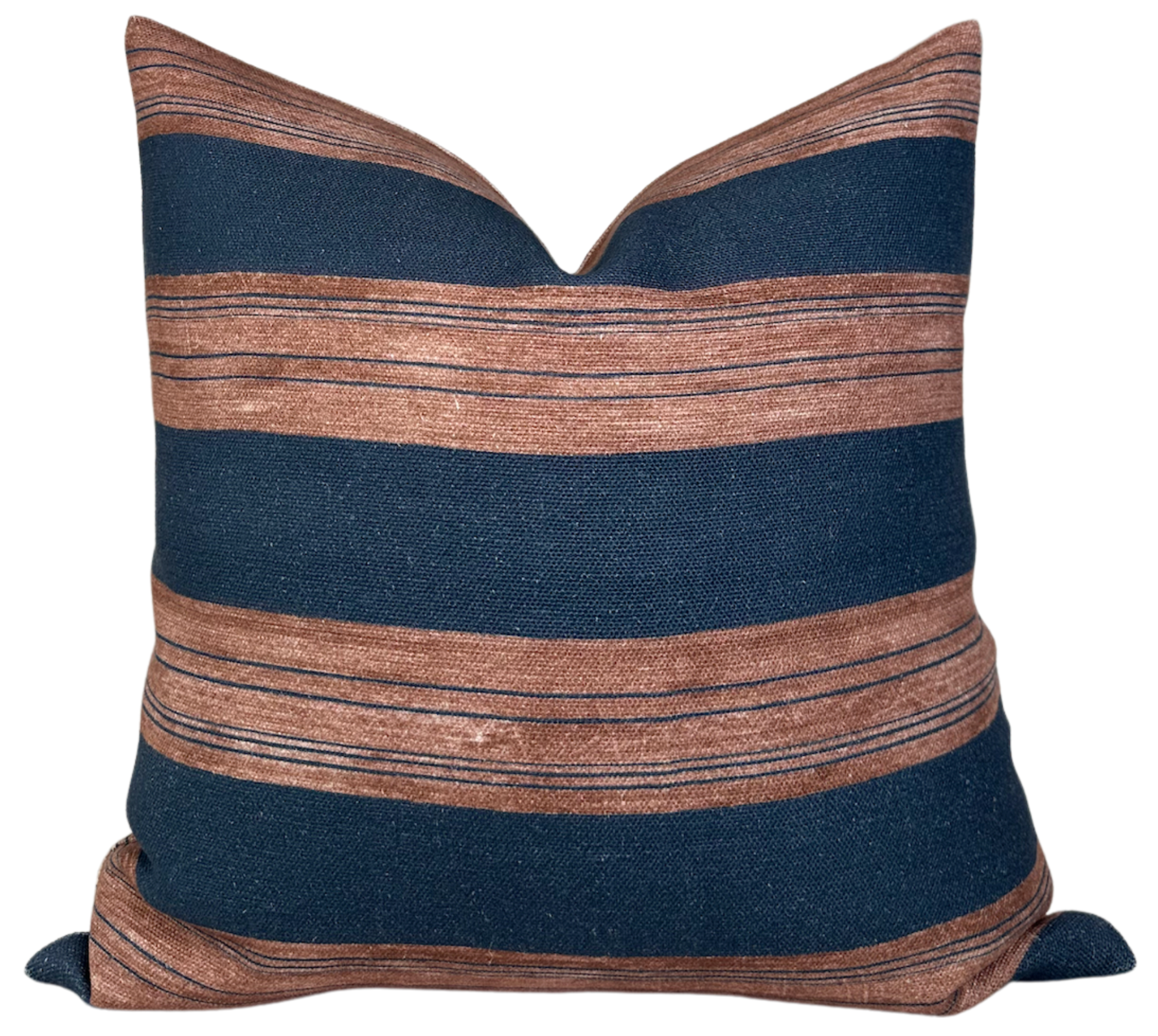 Askew Pillow Cover in Sienna with front showing sienna Askew fabric and back shown in navy linen