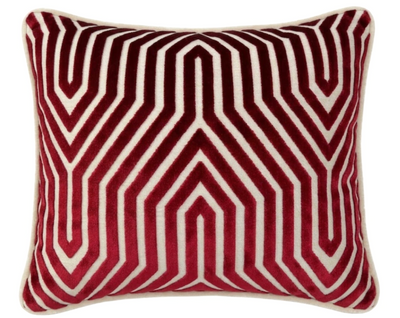 Vanderbilt Velvet Pillow Cover in Garnet Red, Schumacher Textiles by DEKOWE