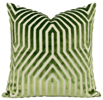 Vanderbilt Pillow Cover in Lettuce Green velvet fabric