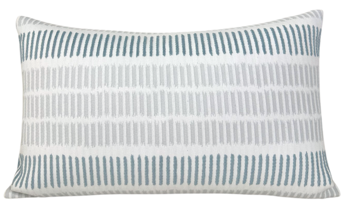 Topsail Pillow Cover in Sterling and Slate featuring woven fabric and subtle stripe patterns