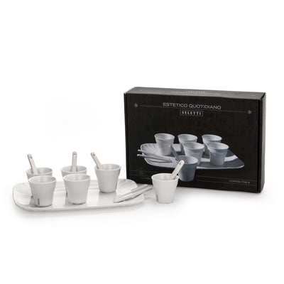 Estetico Quotidiano Coffee set of 6 Cups + 1 Tray by DEKOR - Resin Society
