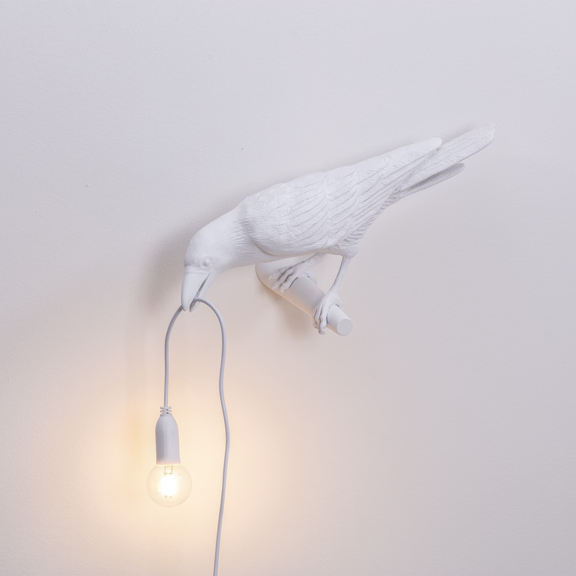 Bird Lamp White Looking Left detail image - Resin Society