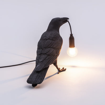 Bird Lamp Black Waiting OUTDOOR detail image - Resin Society