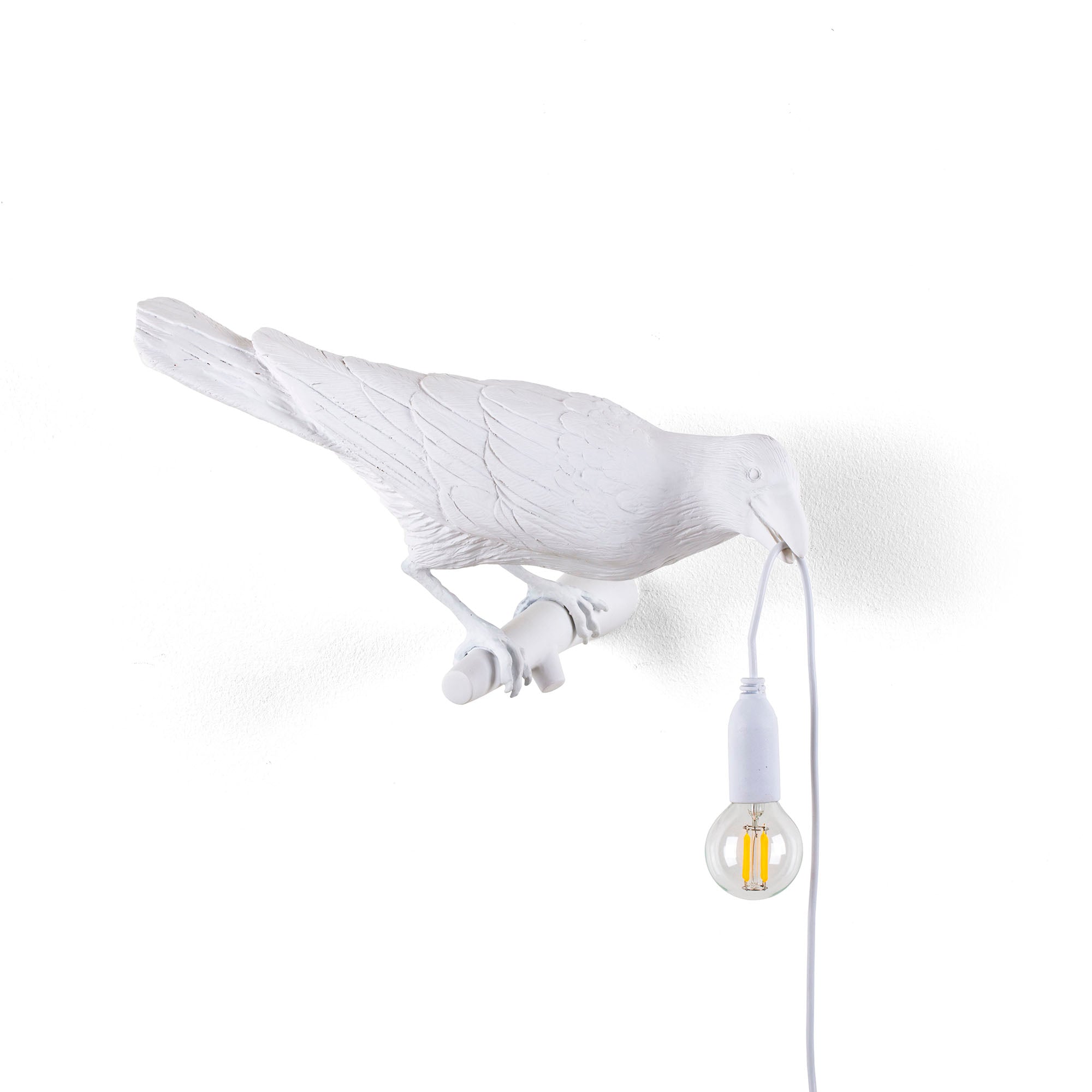 Bird Lamp White Looking Right OUTDOOR by DEKOR - Resin Society