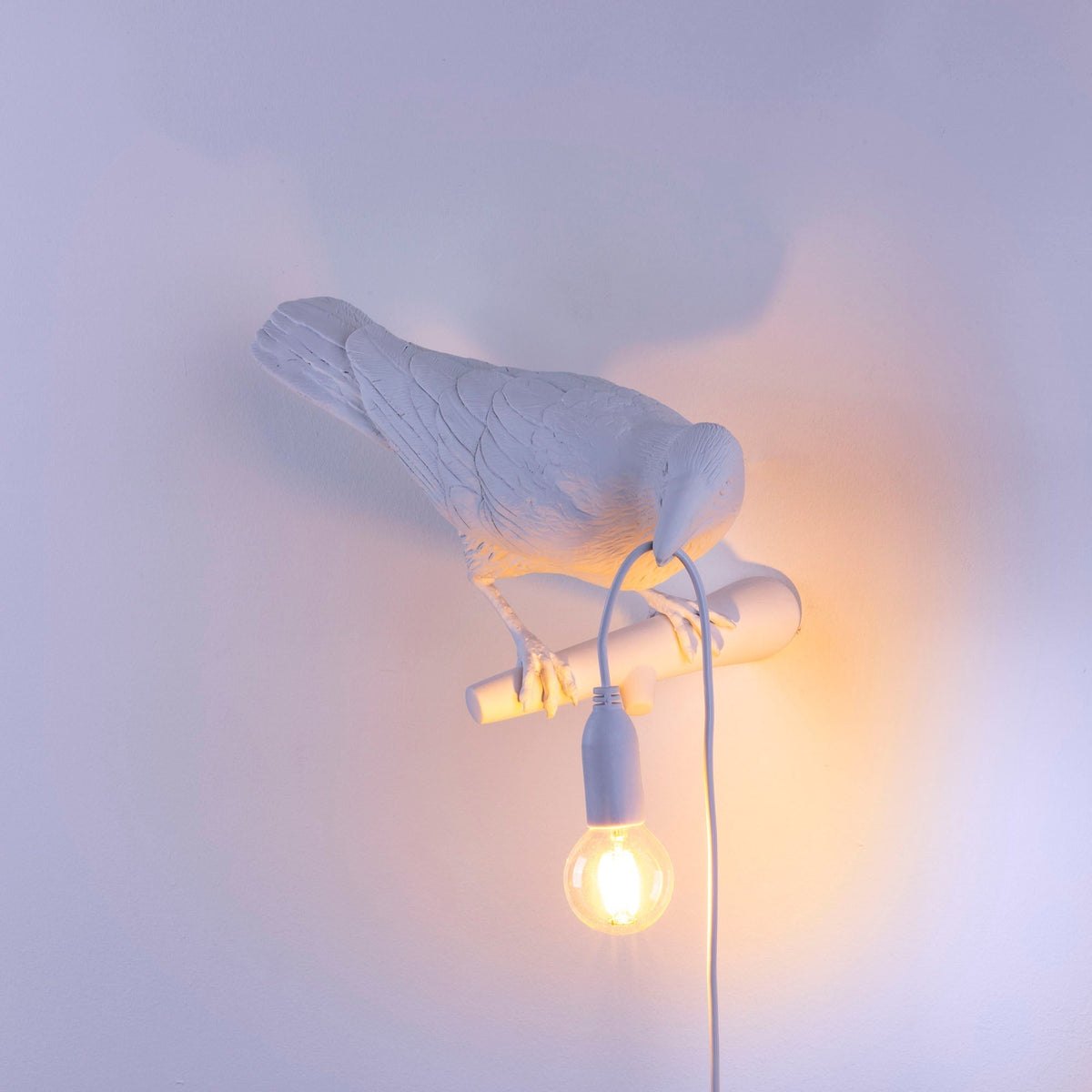 Bird Lamp White Looking Right OUTDOOR detail image - Resin Society