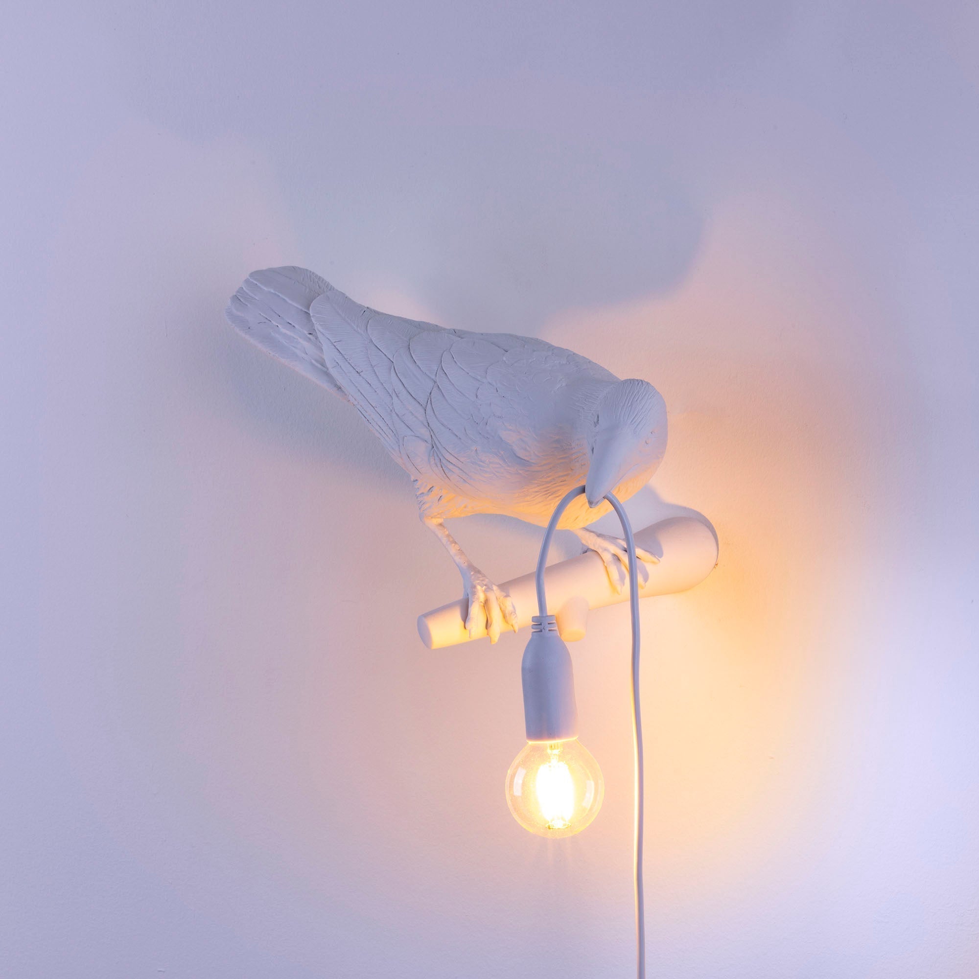 Bird Lamp White Looking Right OUTDOOR detail image - Resin Society