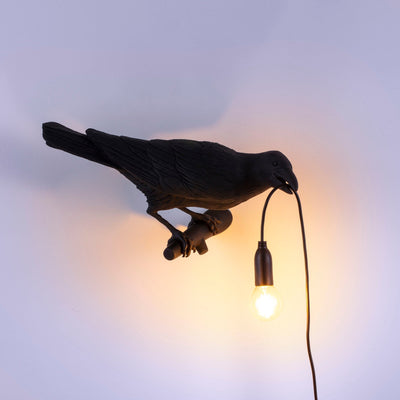 Bird Lamp Black Looking Right OUTDOOR detail image - Resin Society
