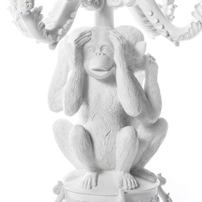 Giant Burlesque 3 Monkeys White detail image - Resin Society