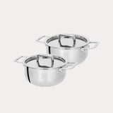 Set of 2 Mini Stewpans with Lid from CRISTEL USA displayed on a surface