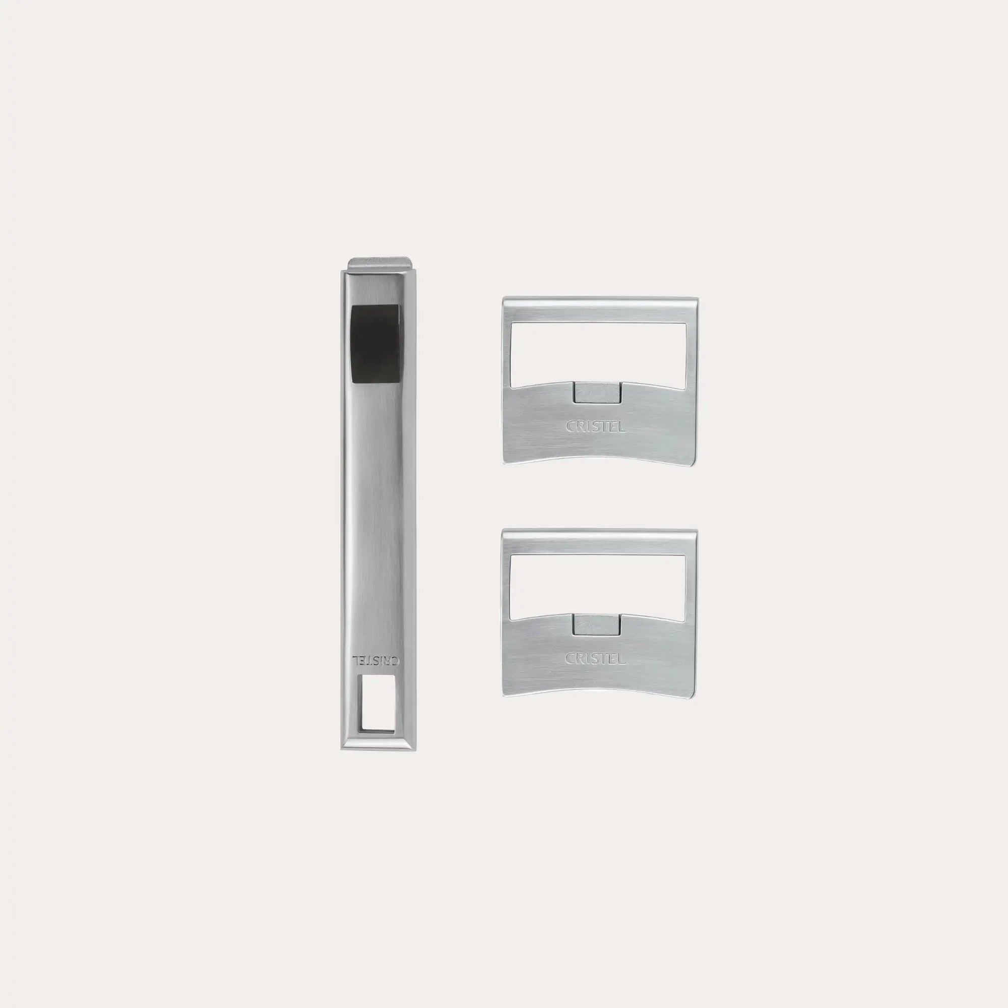 Set of stainless steel detachable kitchen handles including one long and two side handles