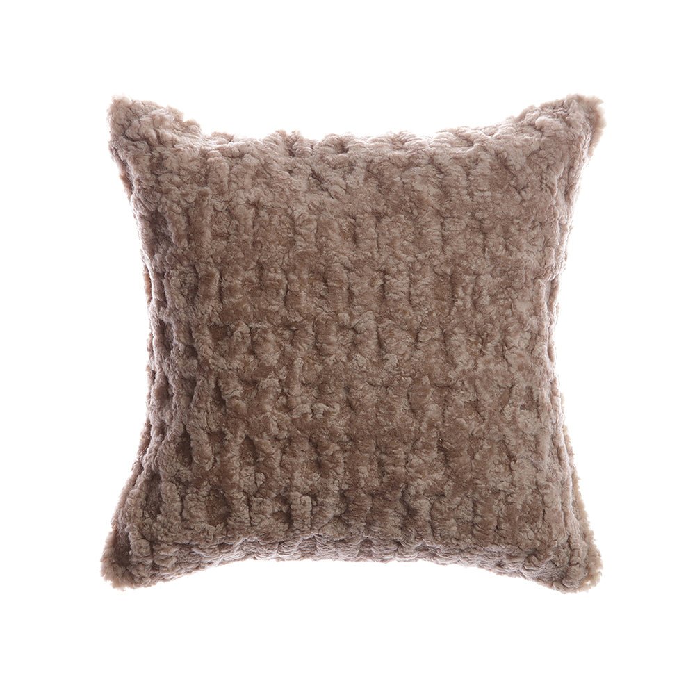 Amanda Hancrafted Sculpted Shearling Throw Pillow by Homelosophy