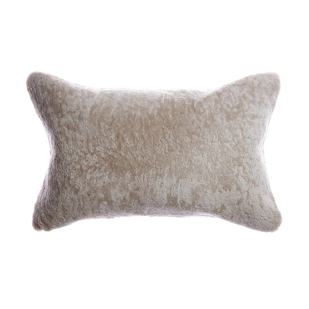 Shearling Light Grey Lumbar Pillow by Homelosophy