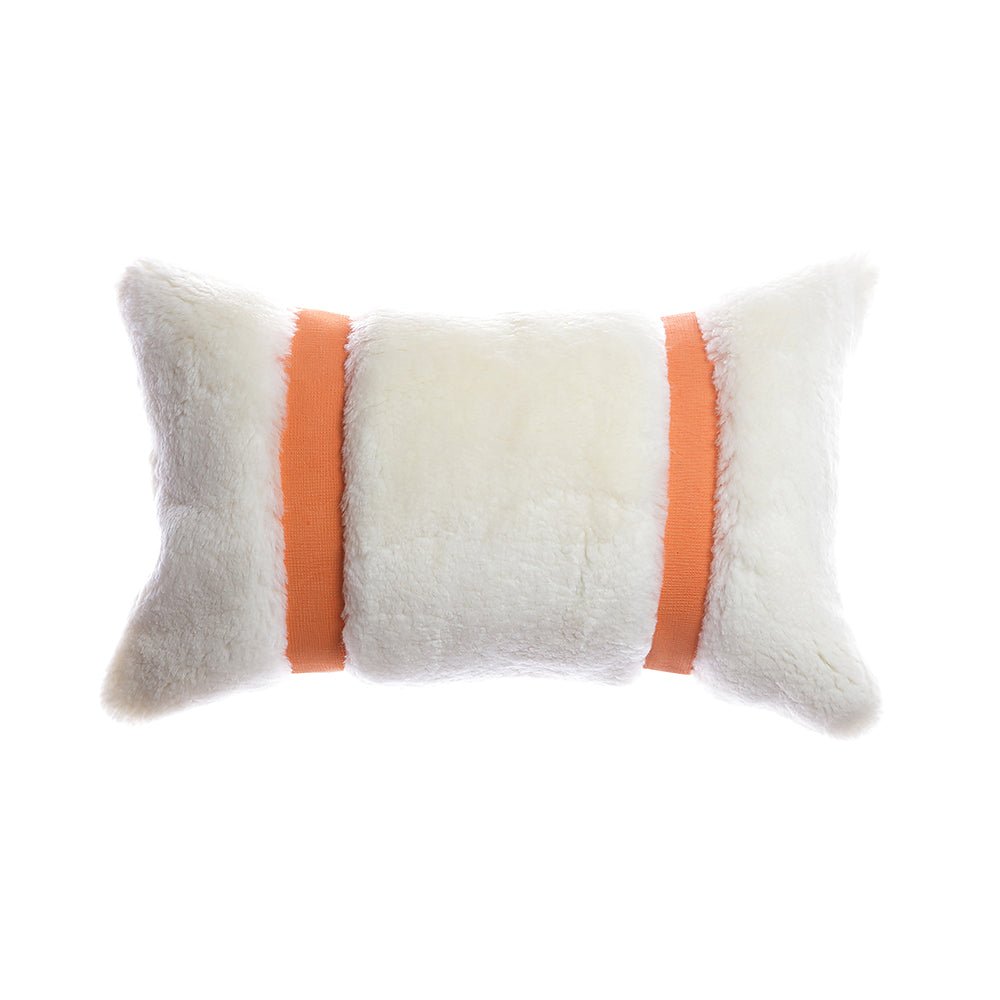 Shearling & Leather Lumbar Pillow by Homelosophy