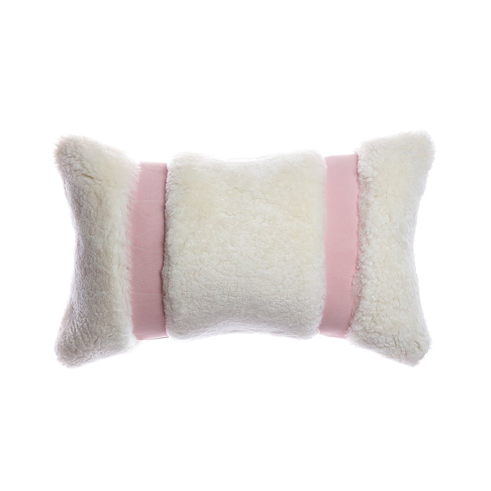 Shearling & Leather Lumbar Pillow by Homelosophy