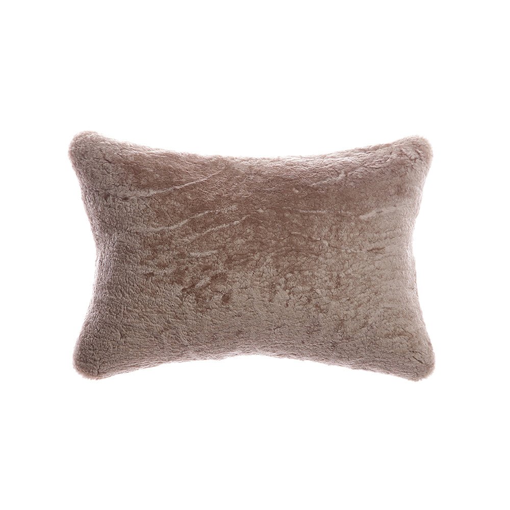 Shearling Taupe Lumbar Pillow by Homelosophy