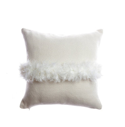 White Fur Accent Pillow by Homelosophy