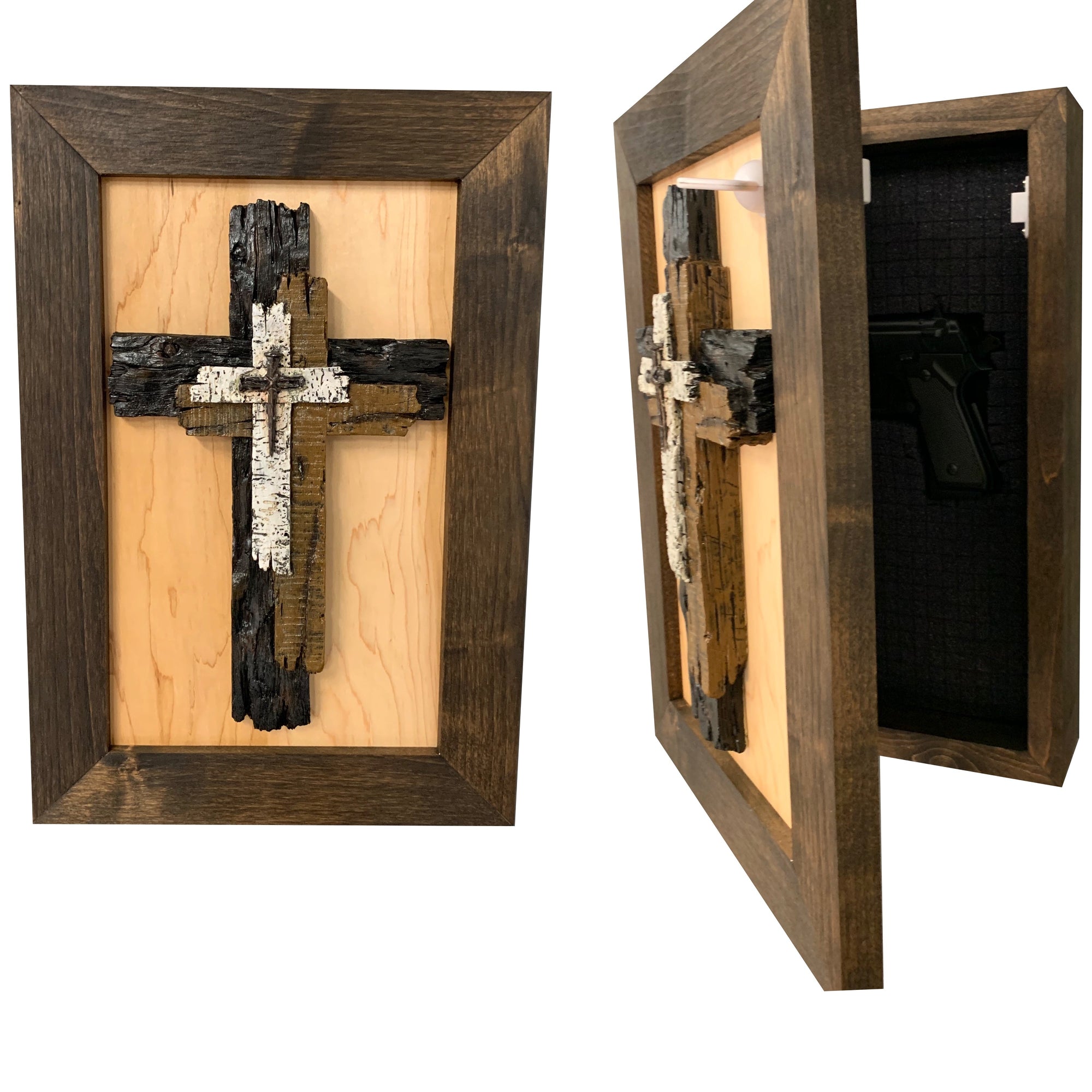 Three Layered Cross Decorative Wall-Mounted Secure Gun Cabinet by Bellewood Designs - product image 8 for Resin Society