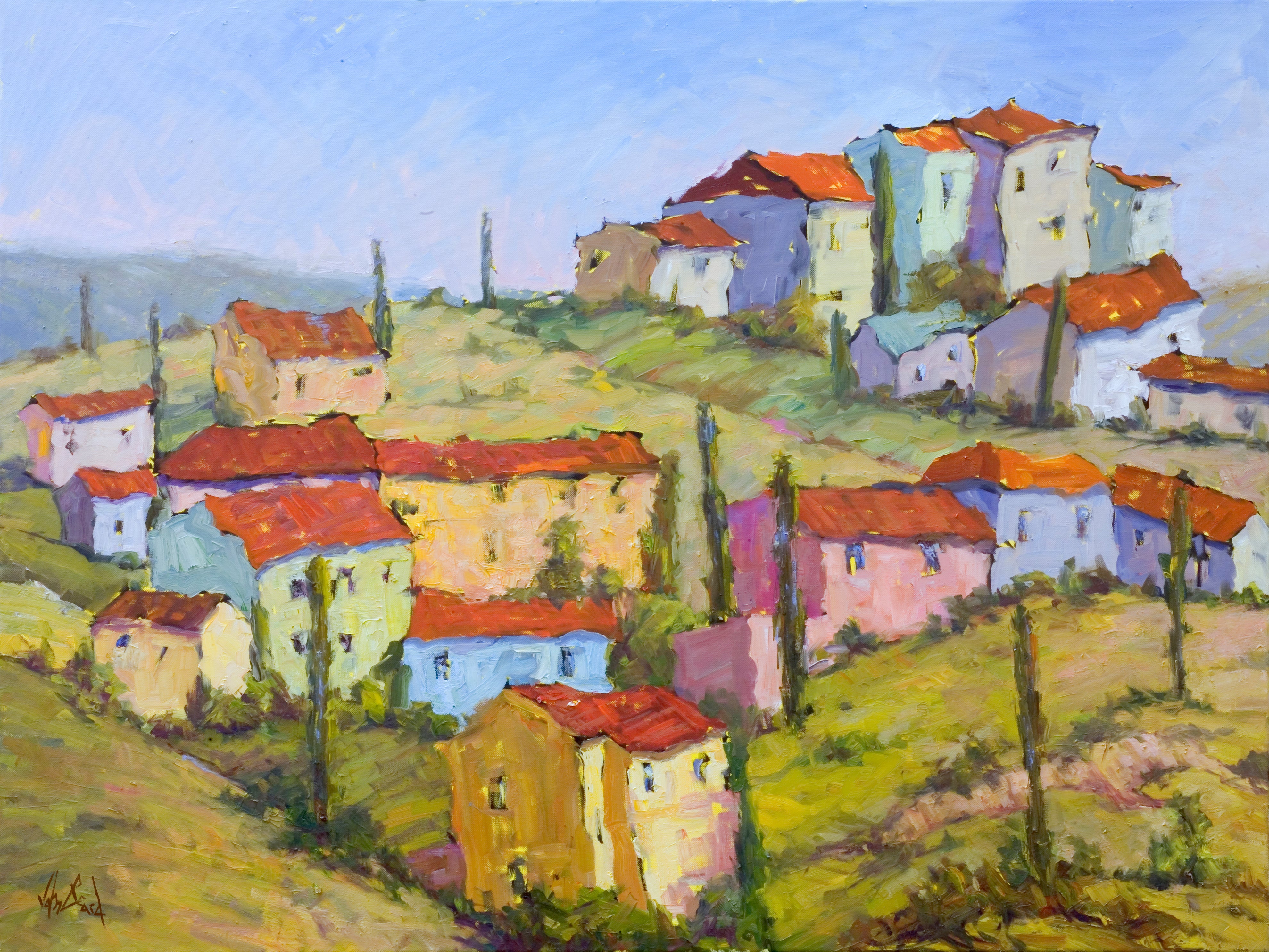 Sienna Hillside Artist Enhanced Canvas Print by John Beard Collection - main product image for Resin Society